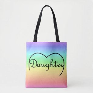 Bolso De Tela arco iris del corazón de la hija