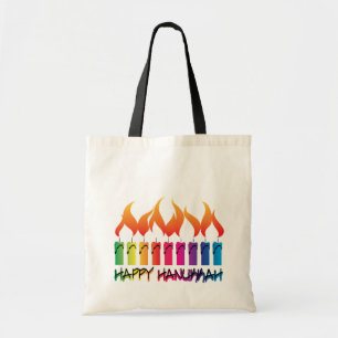 Bolso De Tela Arco iris Menorah de Jánuca