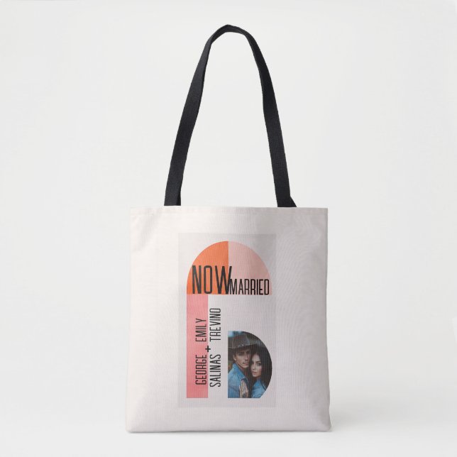 Bolso De Tela Arco moderno, Naranja y rosa, área fotográfica, (Anverso)
