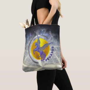 Bolso De Tela Arco plateado Pegasus con Sol Dorado