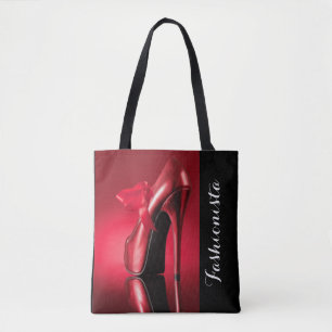 Bolso De Tela Arco rojo del tacón alto rojo