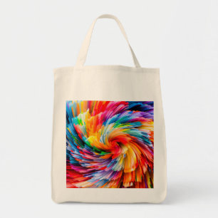 Bolso De Tela Arcoíris Abstracto Tornado Moderno Vibrante