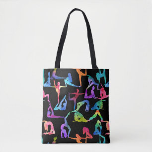 Bolso De Tela Arcoiris acuarela Yoga Poses