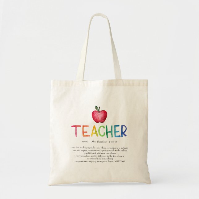 Bolso De Tela Arcoíris Agradecimiento Maestro Acuarela Moderna (Frente)