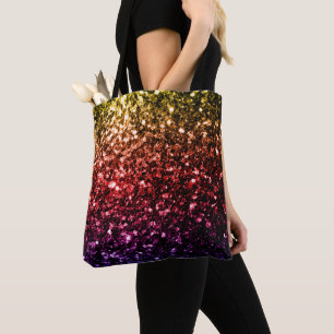 Bolso De Tela Arcoíris amarillo rojo morado brillo falso destell