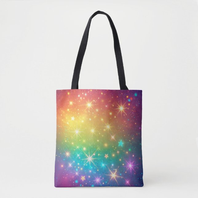 Bolso De Tela Arcoíris colorido estrella espacio (Anverso)