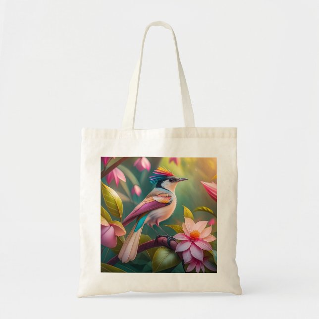Bolso De Tela Arcoiris con crema Jay Fantasy Bird (Frente)