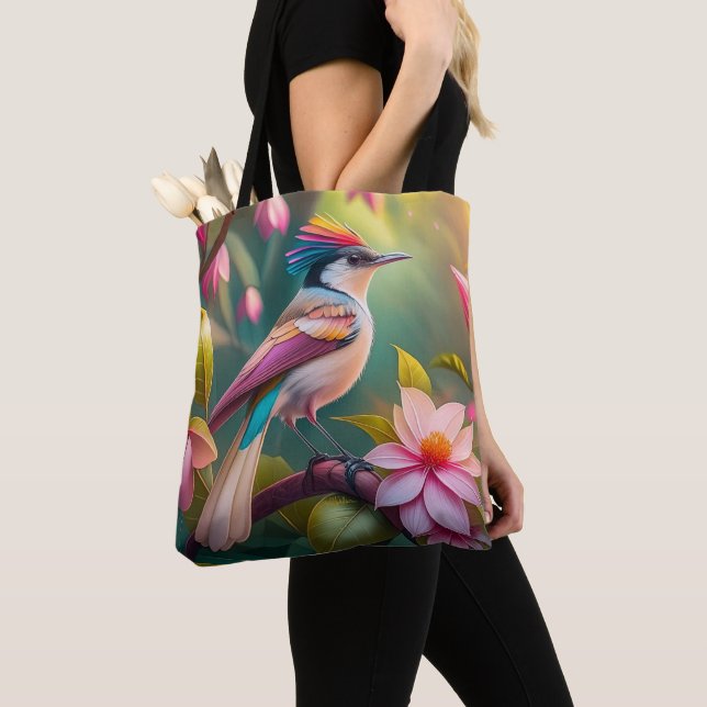 Bolso De Tela Arcoiris con crema Jay Fantasy Bird (Detalle)