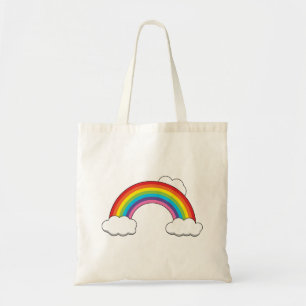 Bolso De Tela Arcoiris con nubes blancas