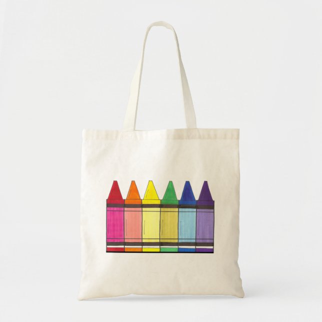 Bolso De Tela Arcoiris Crayones Artista Suministro Tote Bag (Frente)