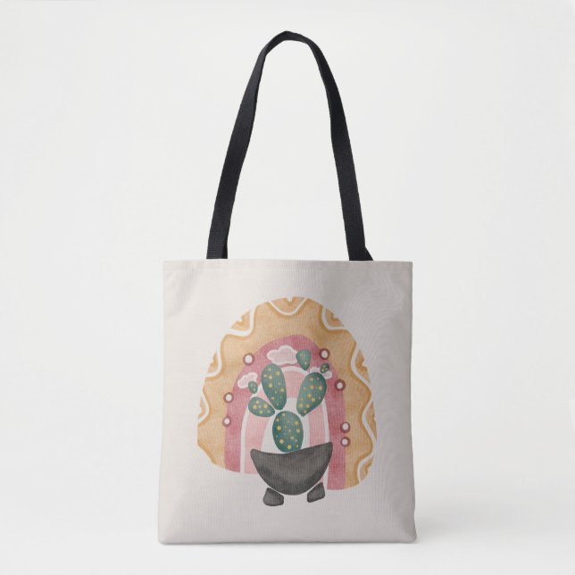 Bolso De Tela Arcoiris de Boho Cactus: vibrantes vibrantes vibra (Anverso)
