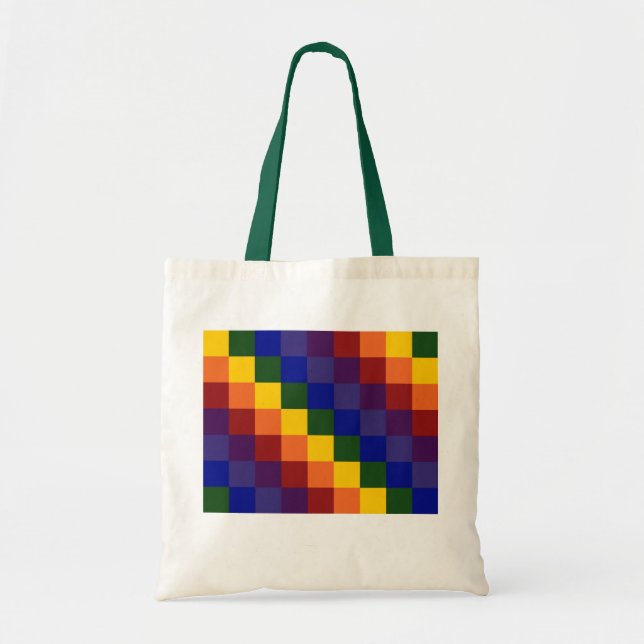 Bolso De Tela Arcoíris de cuadros (Frente)