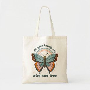 Bolso De Tela Arcoiris de mariposa Groovy Retro