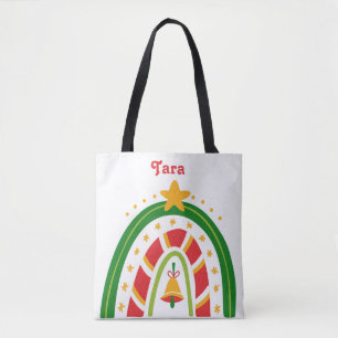 Bolso De Tela Arcoiris de Navidades rojos y verdes personalizado