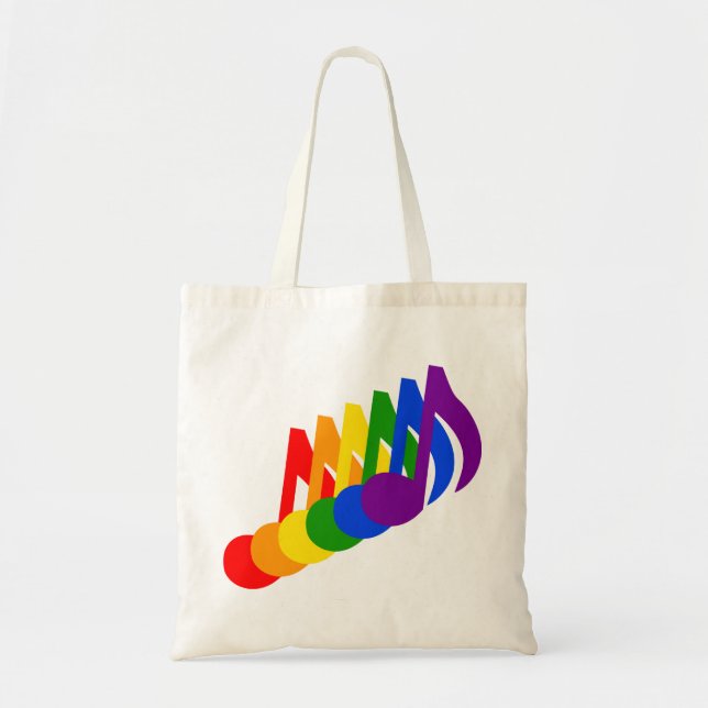 Bolso De Tela Arcoiris de notas musicales (Frente)