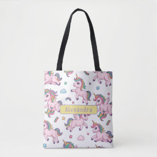Bolso De Tela Arcoíris de Unicornio Lindo