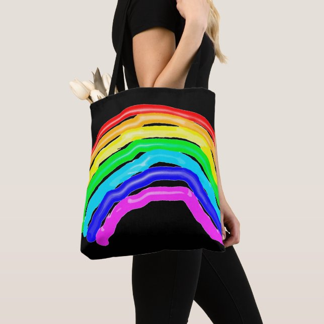 Bolso De Tela Arcoiris dibujado (Detalle)