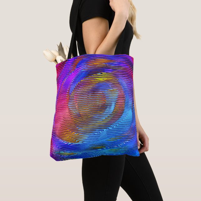 Bolso De Tela Arcoiris en espiral rosa con relieve y rayas desor (Detalle)