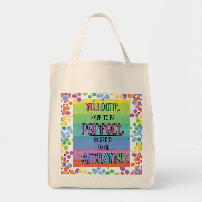 Bolso De Tela Arcoiris Inspirador perfectamente asombroso (Frente)