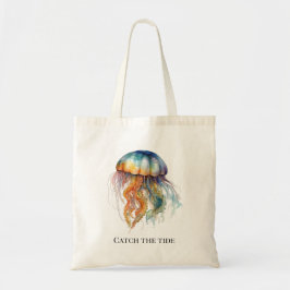 Bolso De Tela Arcoiris marea medusa: Arte acuarela