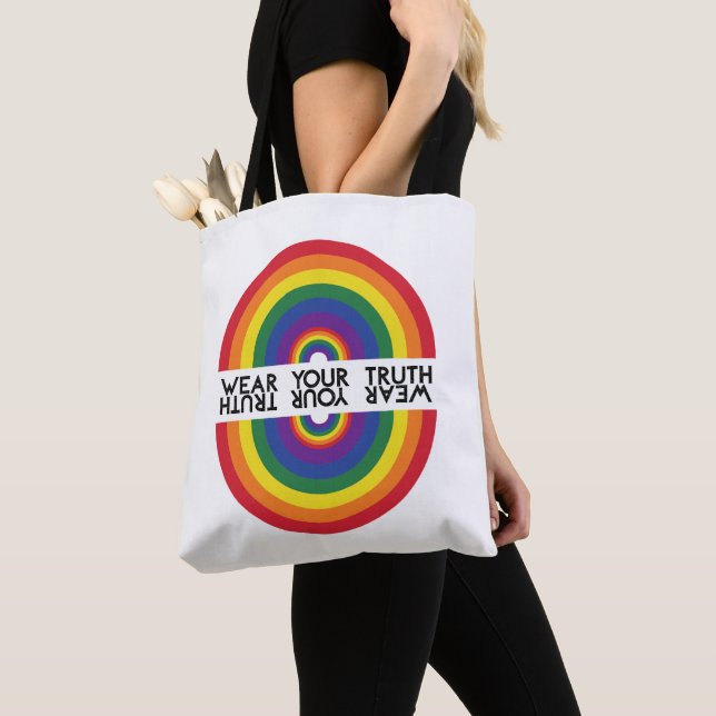 Bolso De Tela Arcoíris Mínimo Arco Moderna Declaración Colorida  (Detalle)
