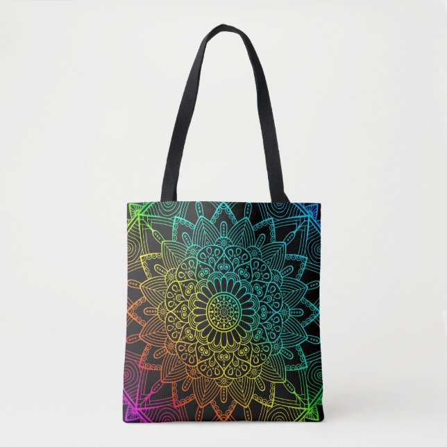 Bolso De Tela Arcoíris Negro  (Anverso)