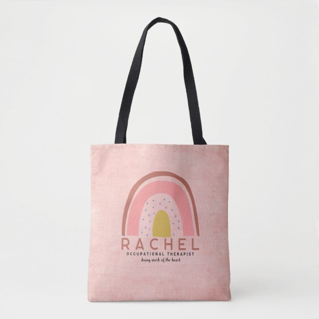Bolso De Tela Arcoiris rosa, terapeuta ocupacional (Anverso)