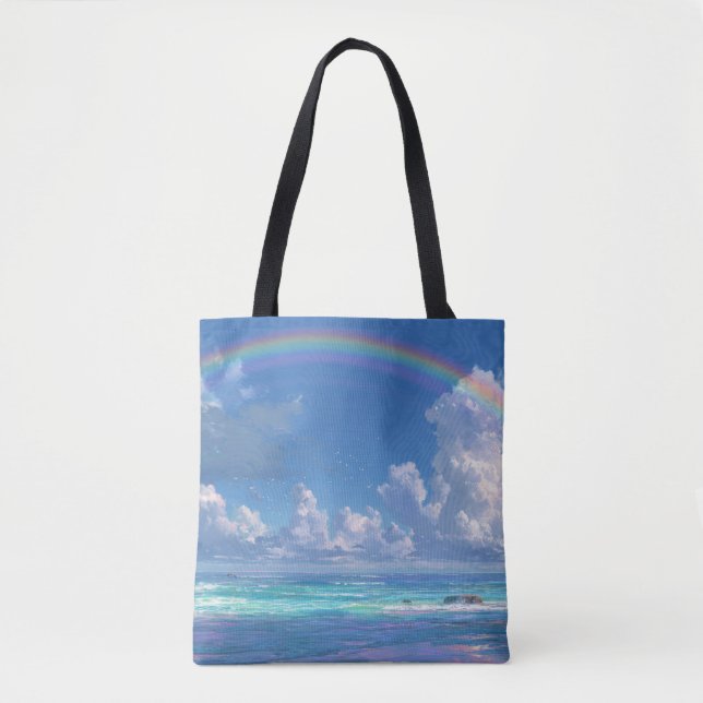 Bolso De Tela Arcoíris sobre el océano (Anverso)