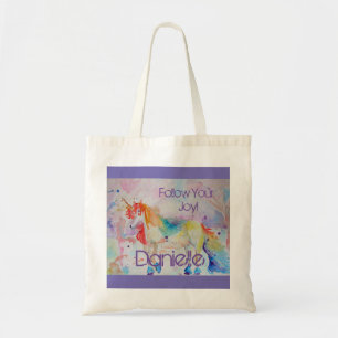 Bolso De Tela Arcoiris Unicornio acuarela Morado Cute Niños