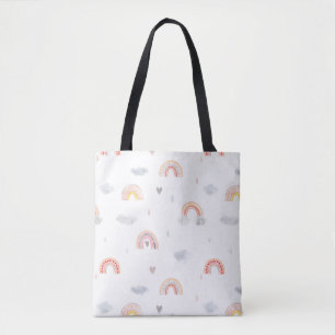 Bolso De Tela Arcoiris y nubes de boho