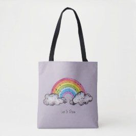 Bolso De Tela Arcoiris Y Nubes De Cuadros