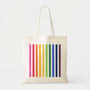 Bolso De Tela Arcoiris y rayas blancas