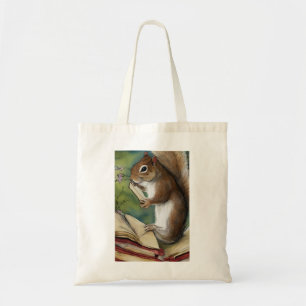 Bolso De Tela Ardilla acuarela leyendo un libro