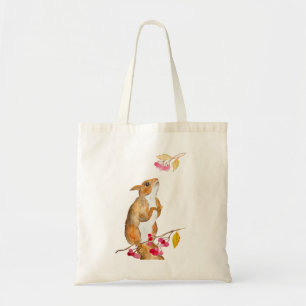Bolso De Tela Ardilla acuática divertida en una rama con bayas