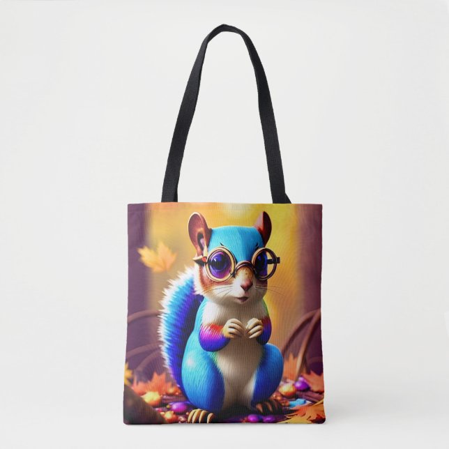 Bolso De Tela Ardilla azul suave con gafas (Anverso)