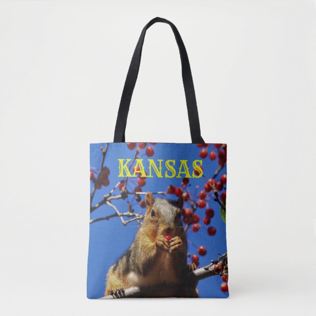 Bolso De Tela Ardilla comiendo bayas rojas Tote de compras (Anverso)