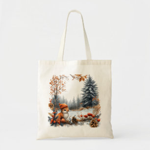 Bolso De Tela Ardilla de invierno en bosque escarchado
