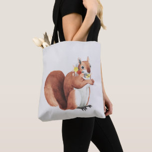 Bolso De Tela Ardilla del bosque de la Corona de flores