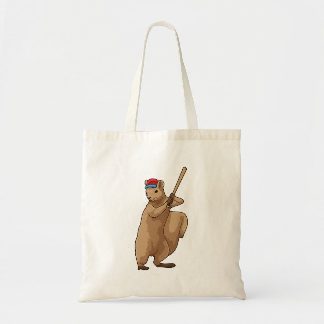 Bolso De Tela ardilla en el béisbol con bate de béisbol (Frente)