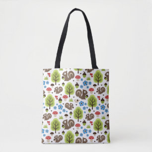 Bolso De Tela Ardilla en el patrón del bosque de robles