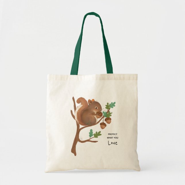 Bolso De Tela Ardilla ・ Ilustracion de animales de bosque de bos (Frente)