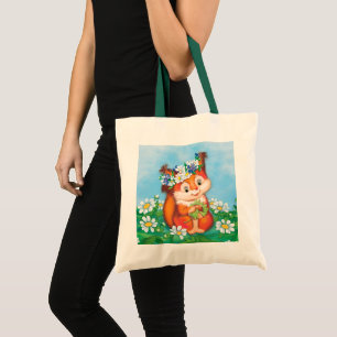 Bolso De Tela ardilla linda naranja