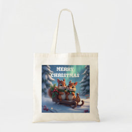 Bolso De Tela ardillas de navidad felices
