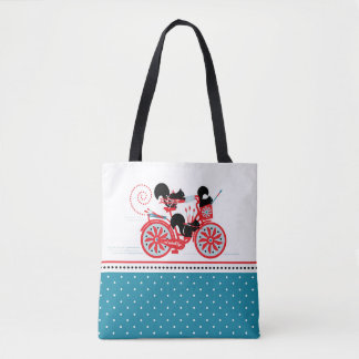 Bolso De Tela Ardillas en un Tote de bicicleta