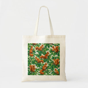 Bolso De Tela Ardillas Rojas en Bosque de Hojas Verdes Lujuriosa