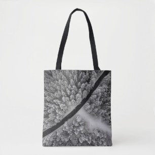 BOLSO DE TELA ÁREA FLORAL NEGRA Y BLANCA