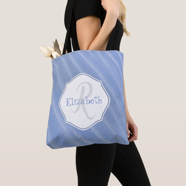 Bolso De Tela Arena azul riega Tote personalizado (Detalle)