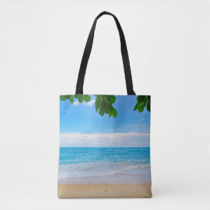 Bolso De Tela Arena y mar tropicales