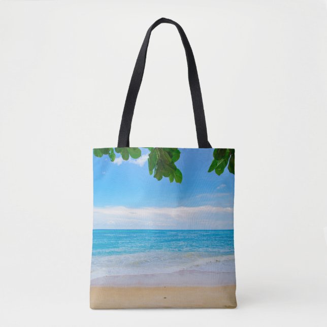 Bolso De Tela Arena y mar tropicales (Anverso)