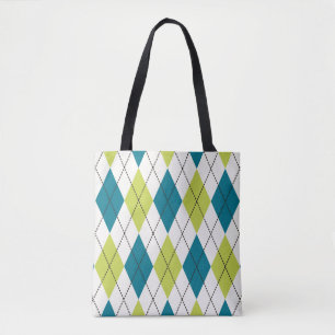 Bolso De Tela Argyle azul y verde